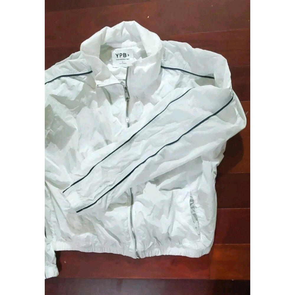 YPB Jacket Shorts Set Womens S-M Full Zip Lounge Activewear Matching White Blue - Picture 7 of 9